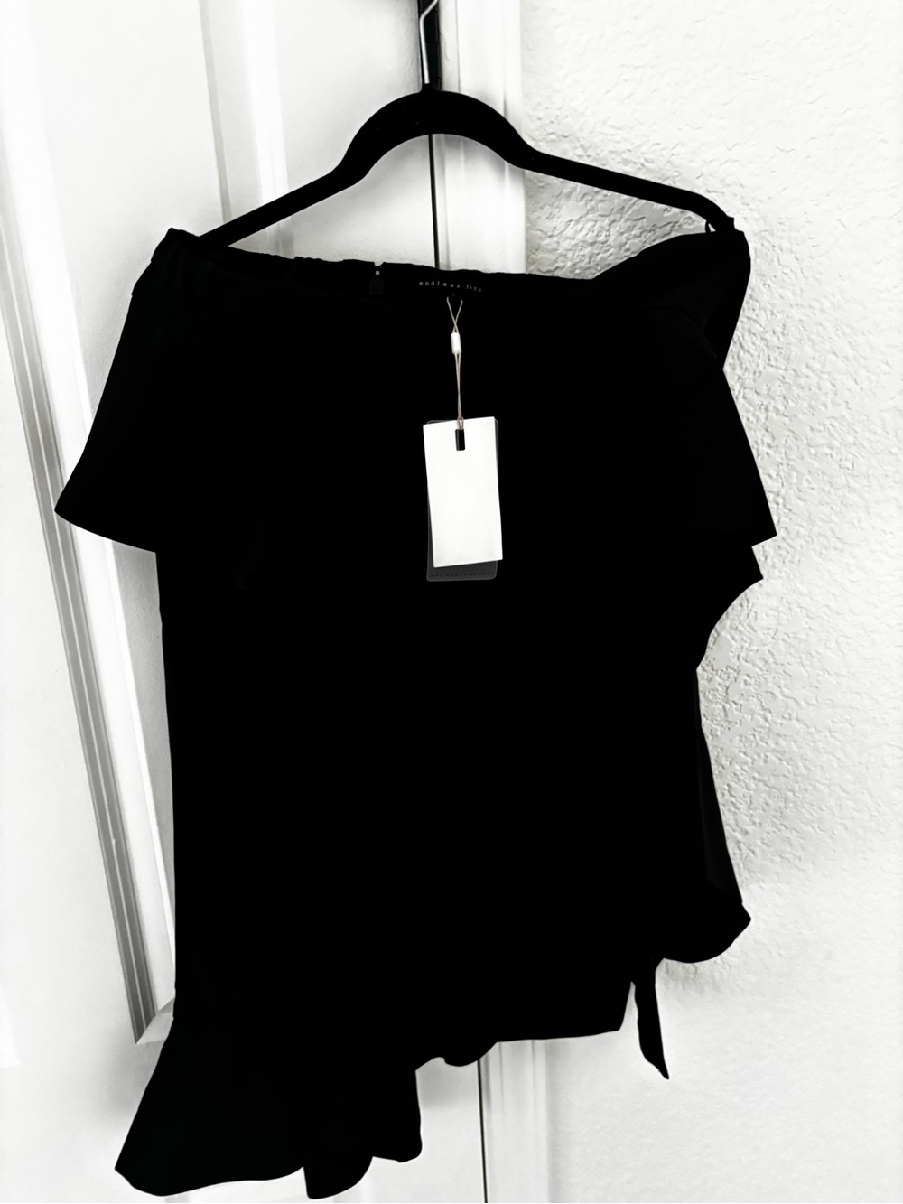 Endless Rose Black Off-Shoulder Ruffle Top